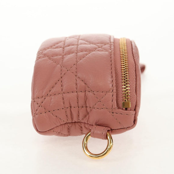 Christian Dior Canage Pouch Lamb Skin Pink Gold Auth bs31470SAV