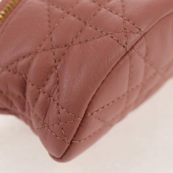 Christian Dior Canage Pouch Lamb Skin Pink Gold Auth bs31470SAV