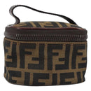 FENDI Zucca Canvas Pouch Pouch Black Brown Auth bs31471-1