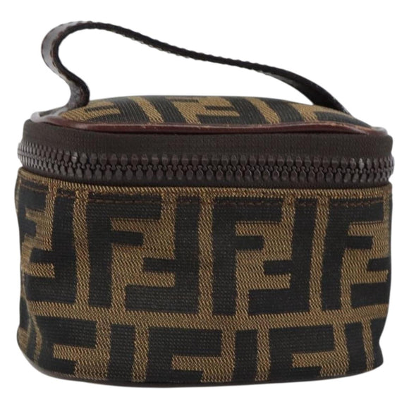 FENDI Zucca Canvas Pouch Pouch Black Brown Auth bs31471