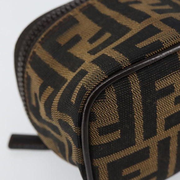 FENDI Zucca Canvas Pouch Pouch Black Brown Auth bs31471