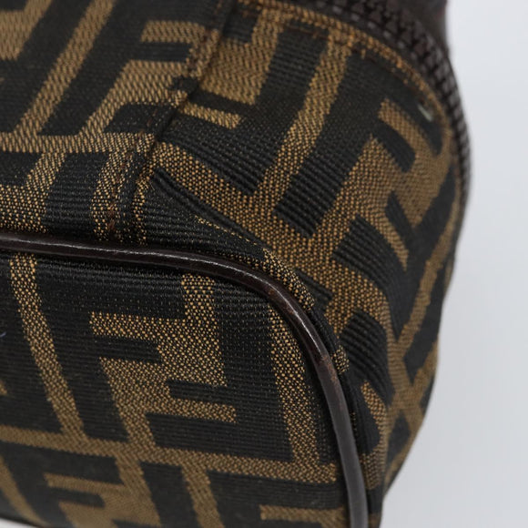FENDI Zucca Canvas Pouch Pouch Black Brown Auth bs31471