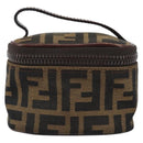 FENDI Zucca Canvas Pouch Pouch Black Brown Auth bs31471-2