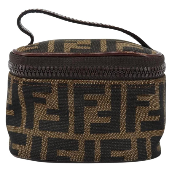 FENDI Zucca Canvas Pouch Pouch Black Brown Auth bs31471