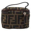 FENDI Zucca Canvas Pouch Pouch Black Brown Auth bs31471-3