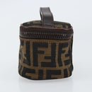 FENDI Zucca Canvas Pouch Pouch Black Brown Auth bs31471-4