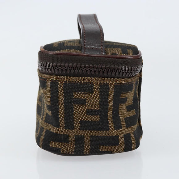FENDI Zucca Canvas Pouch Pouch Black Brown Auth bs31471