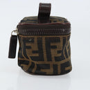 FENDI Zucca Canvas Pouch Pouch Black Brown Auth bs31471-5