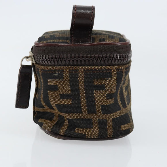 FENDI Zucca Canvas Pouch Pouch Black Brown Auth bs31471