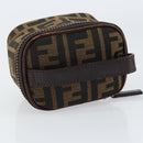 FENDI Zucca Canvas Pouch Pouch Black Brown Auth bs31471-7