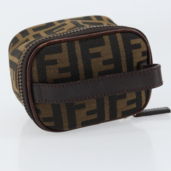 FENDI Zucca Canvas Pouch Pouch Black Brown Auth bs31471