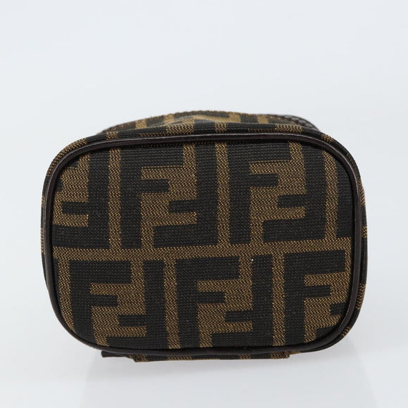 FENDI Zucca Canvas Pouch Pouch Black Brown Auth bs31471
