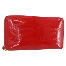 BALENCIAGA Long Wallet Enamel Red 553884 Auth bs31472