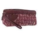 Christian Dior Trotter Canvas Pouch Red Silver Auth bs31473-1