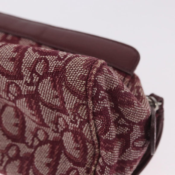Christian Dior Trotter Canvas Pouch Red Silver Auth bs31473