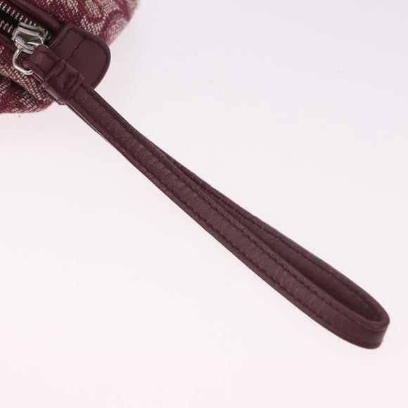 Christian Dior Trotter Canvas Pouch Red Silver Auth bs31473