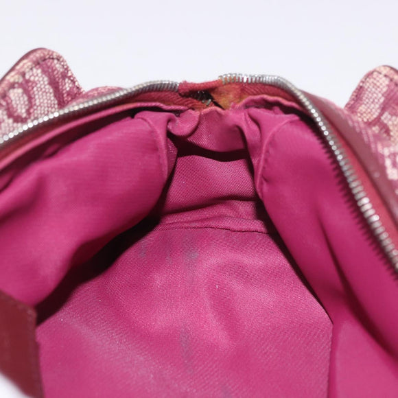 Christian Dior Trotter Canvas Pouch Red Silver Auth bs31473