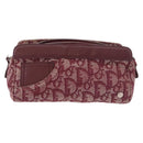 Christian Dior Trotter Canvas Pouch Red Silver Auth bs31473-2