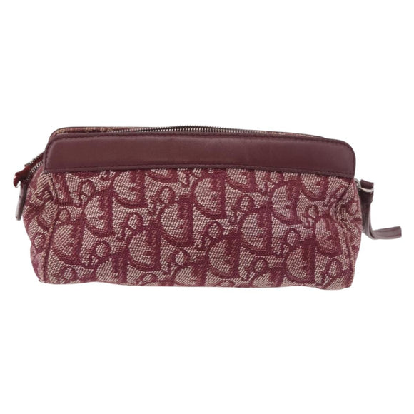 Christian Dior Trotter Canvas Pouch Red Silver Auth bs31473