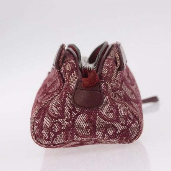Christian Dior Trotter Canvas Pouch Red Silver Auth bs31473