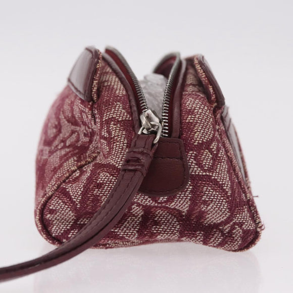 Christian Dior Trotter Canvas Pouch Red Silver Auth bs31473