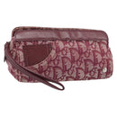 Christian Dior Trotter Canvas Pouch Red Silver Auth bs31473V-1