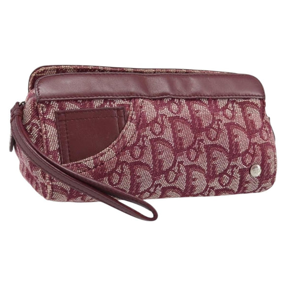 Christian Dior Trotter Canvas Pouch Red Silver Auth bs31473V