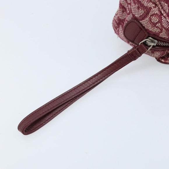 Christian Dior Trotter Canvas Pouch Red Silver Auth bs31473V