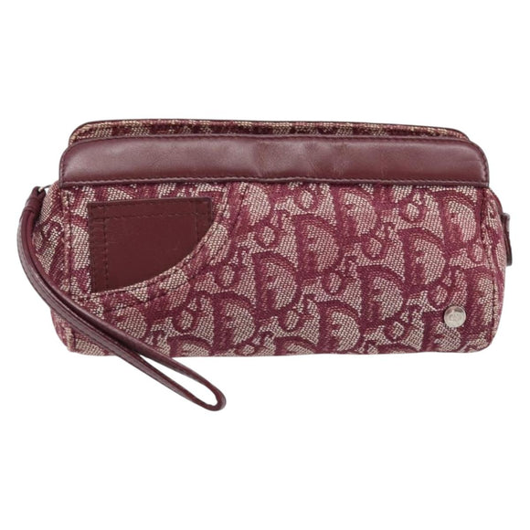 Christian Dior Trotter Canvas Pouch Red Silver Auth bs31473V