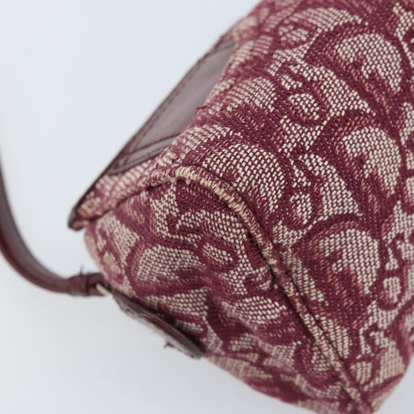 Christian Dior Trotter Canvas Pouch Red Silver Auth bs31473V
