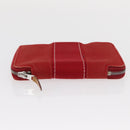 HERMES Wallet Canvas Leather 3 Set Brown Orange gray Auth bs31477-15