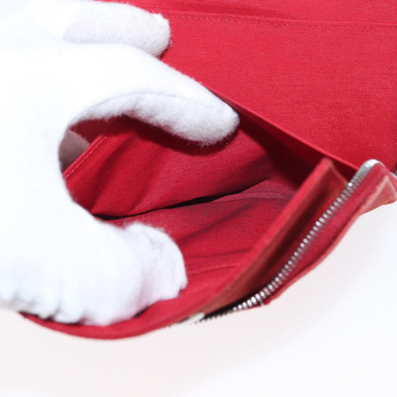 HERMES Wallet Canvas Leather 3 Set Brown Orange gray Auth bs31477