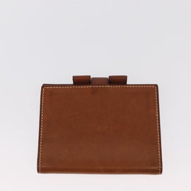 HERMES Wallet Canvas Leather 3 Set Brown Orange gray Auth bs31477 - 0