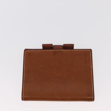 HERMES Wallet Canvas Leather 3 Set Brown Orange gray Auth bs31477 - 0