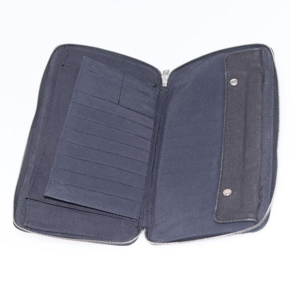 HERMES Wallet Canvas Leather 3 Set Brown Orange gray Auth bs31477