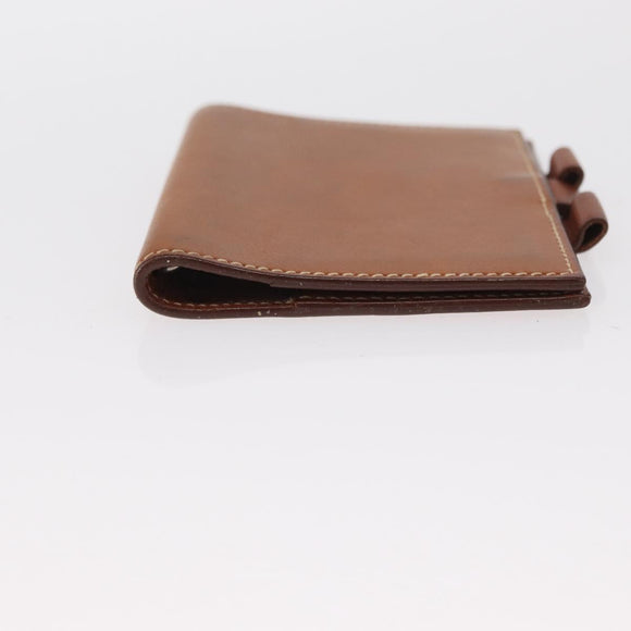 HERMES Wallet Canvas Leather 3 Set Brown Orange gray Auth bs31477