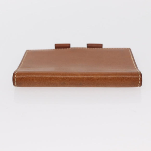 HERMES Wallet Canvas Leather 3 Set Brown Orange gray Auth bs31477