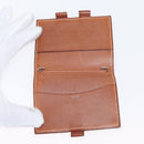 HERMES Wallet Canvas Leather 3 Set Brown Orange gray Auth bs31477-8