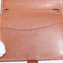 HERMES Wallet Canvas Leather 3 Set Brown Orange gray Auth bs31477-9
