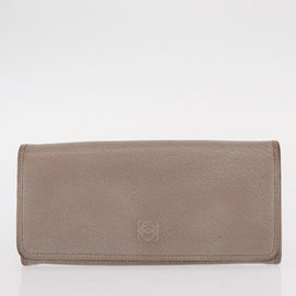 LOEWE Wallet Leather 2 Set Beige Silver Auth bs31478 - 0