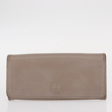 LOEWE Wallet Leather 2 Set Beige Silver Auth bs31478 - 0
