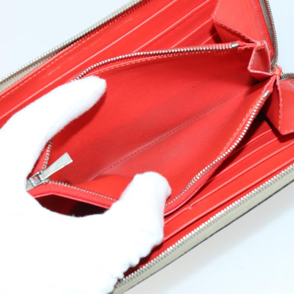 CELINE Wallet Leather 3 Set Gray Beige Auth bs31479