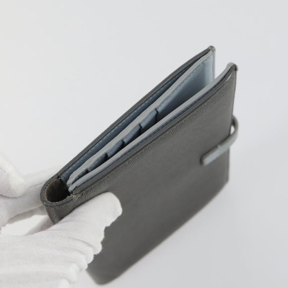 CELINE Wallet Leather 3 Set Gray Beige Auth bs31479