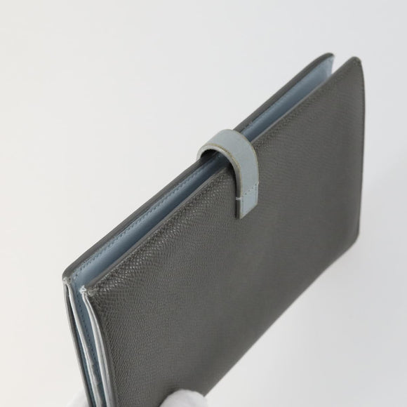 CELINE Wallet Leather 3 Set Gray Beige Auth bs31479