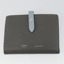 CELINE Wallet Leather 3 Set Gray Beige Auth bs31479-2