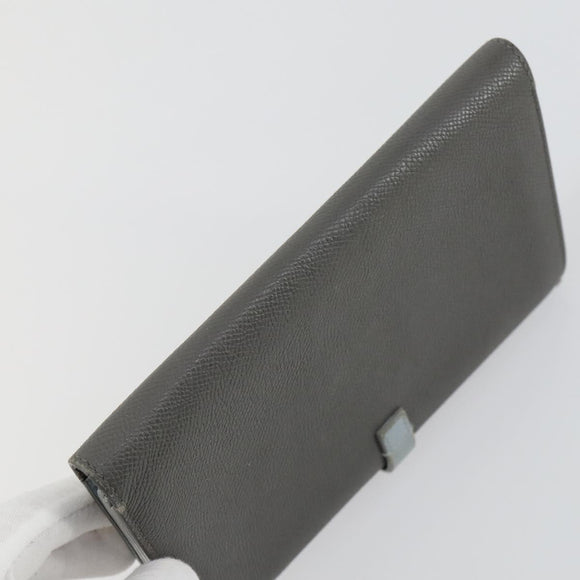 CELINE Wallet Leather 3 Set Gray Beige Auth bs31479