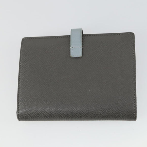 CELINE Wallet Leather 3 Set Gray Beige Auth bs31479