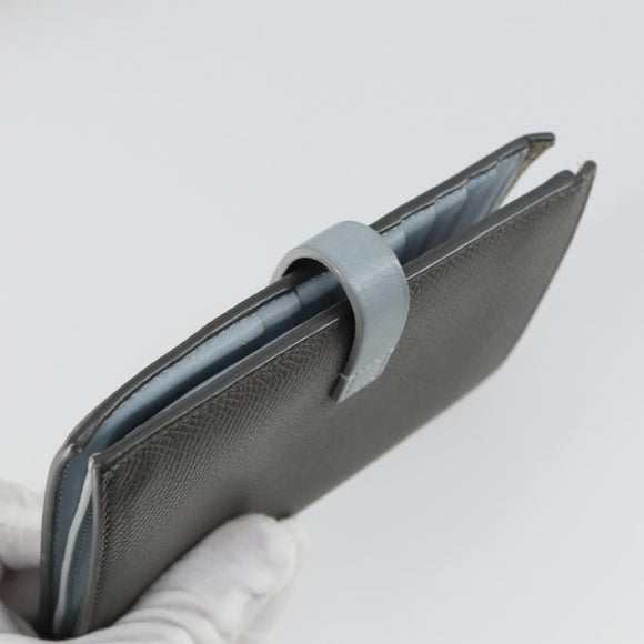 CELINE Wallet Leather 3 Set Gray Beige Auth bs31479