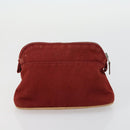 HERMES Pouch Canvas 3 Set Pink Black Brown Auth bs31480-15