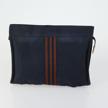 HERMES Pouch Canvas 3 Set Pink Black Brown Auth bs31480 - 0